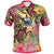 Samoa Polo Shirt Flowers Tropical With Sea Animals Unisex Pink - Polynesian Pride