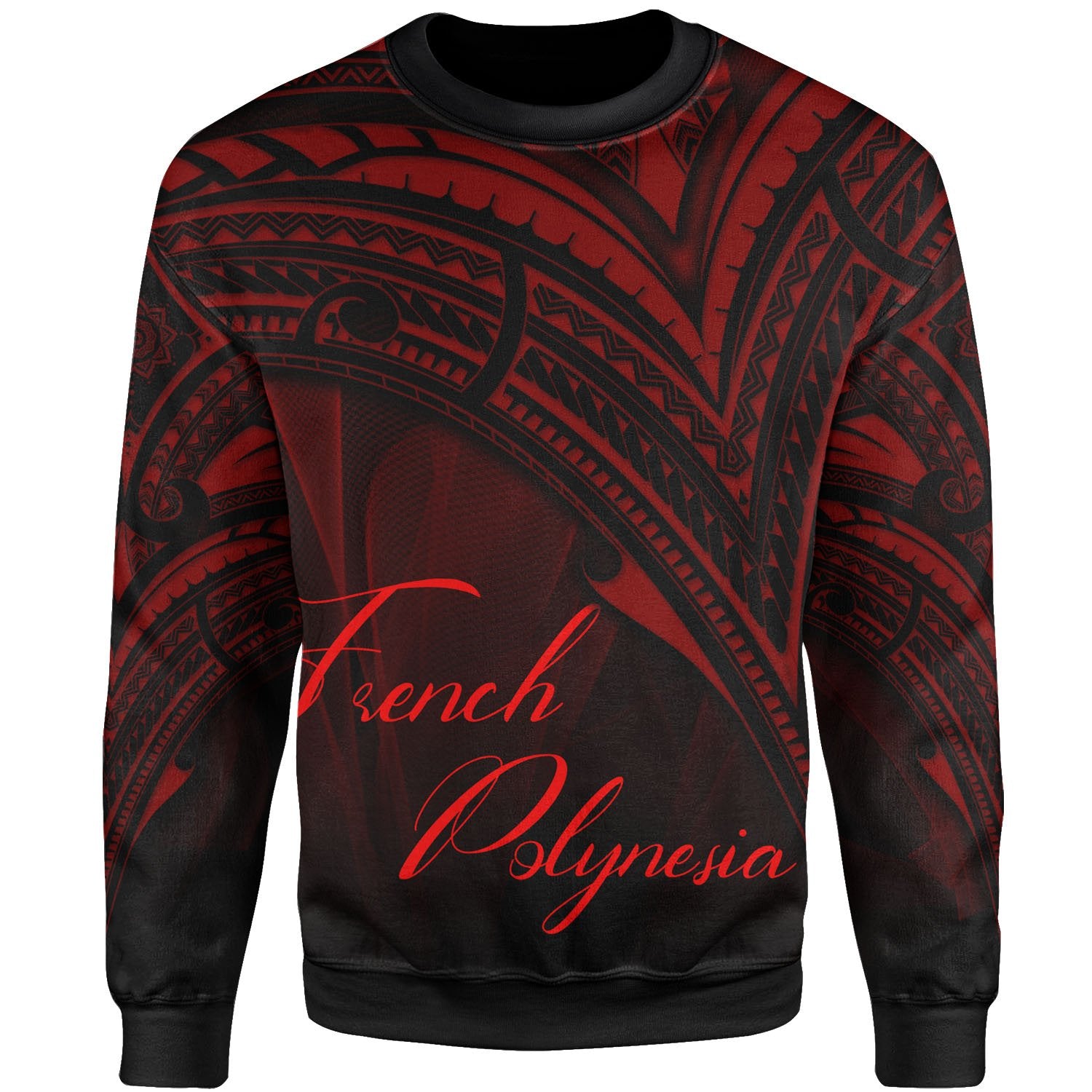 French Polynesia Sweatshirt - Cross Style Red Color Unisex Black - Polynesian Pride