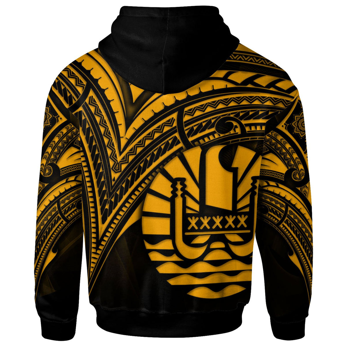 French Polynesia Hoodie Gold Color Cross Style - Polynesian Pride