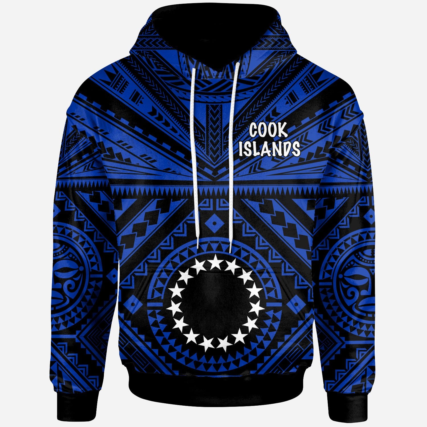 Cook Island Hoodie Seal With Polynesian Tattoo Style (Blue) Unisex Blue - Polynesian Pride