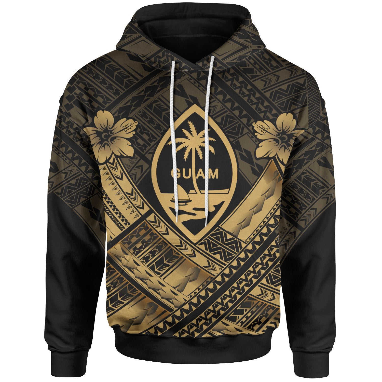 Guam Polynesian Hoodie Guam Gold Seal Camisole Hibiscus Style Unisex Gold - Polynesian Pride