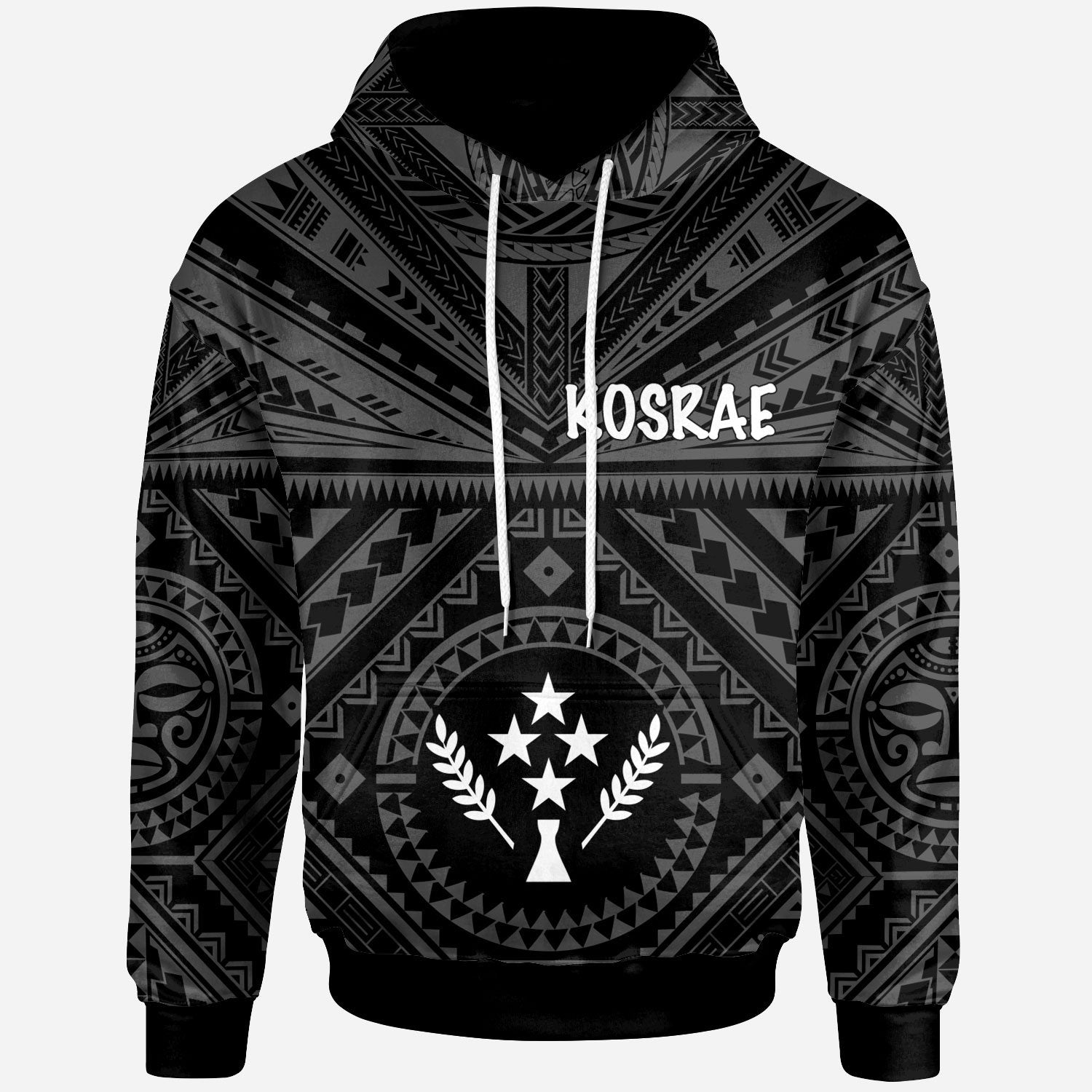 Kosrae Hoodie Kosrae Flag In Polynesian Tattoo Style (Black) Unisex Black - Polynesian Pride