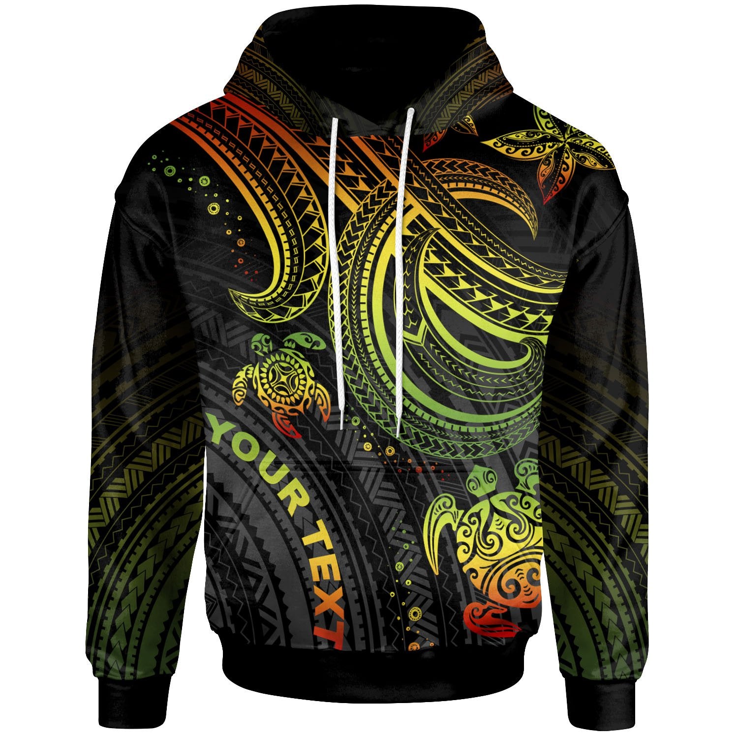 Polynesian Custom Hoodie Reggae Turtle Unisex Reggae - Polynesian Pride