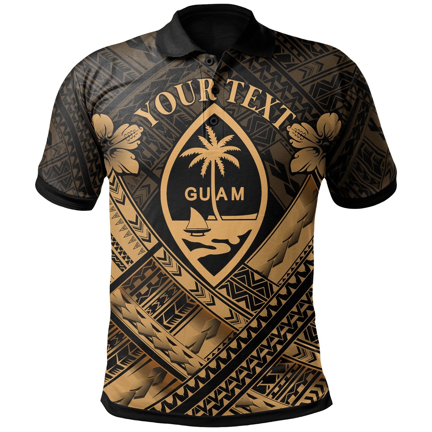 Guam Polynesian Custom Polo Shirt Guam Gold Seal Camisole Hibiscus Style Unisex Gold - Polynesian Pride