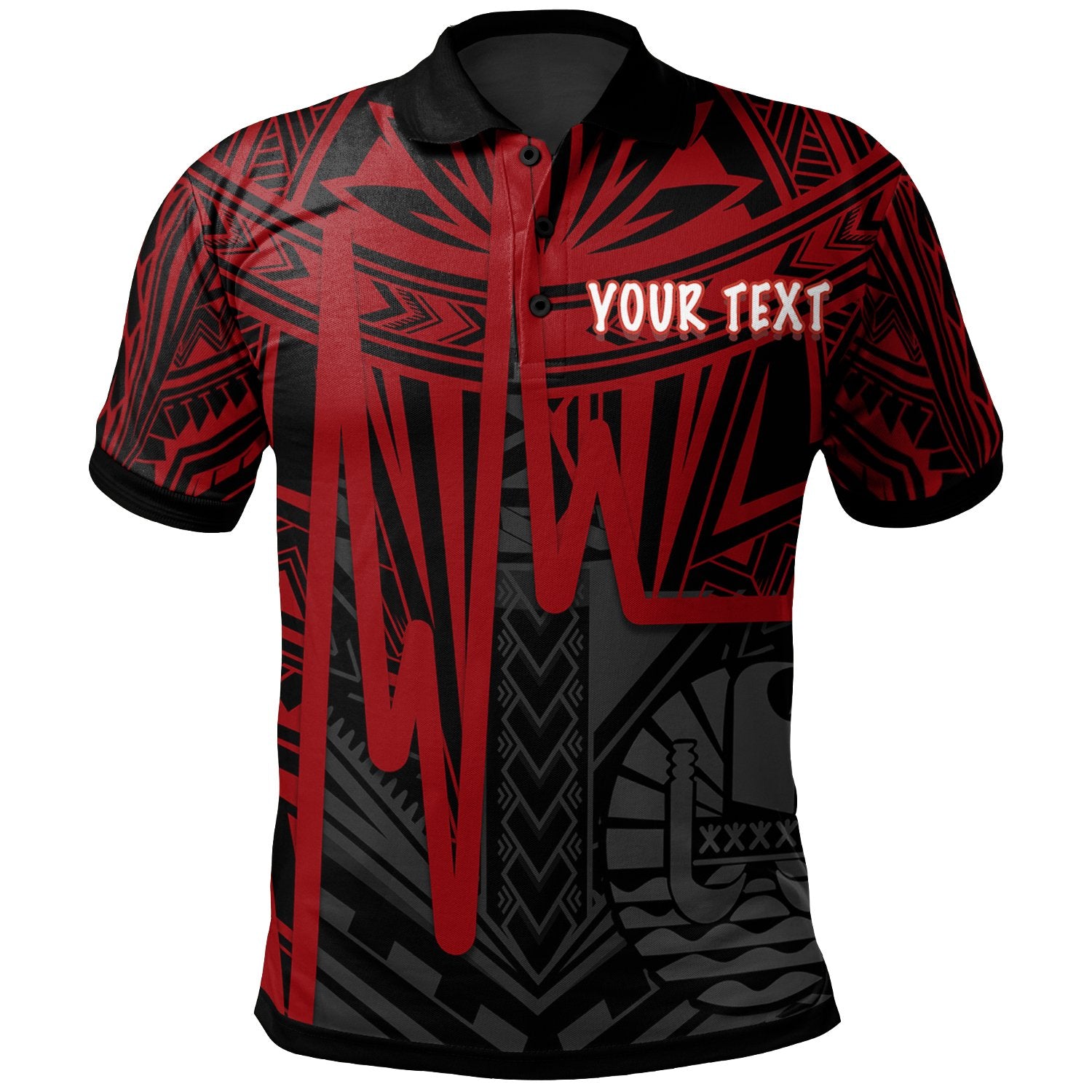 Tahiti Custom Polo Shirt Tahitian Seal In Heartbeat Patterns Style (Red) Unisex Red - Polynesian Pride