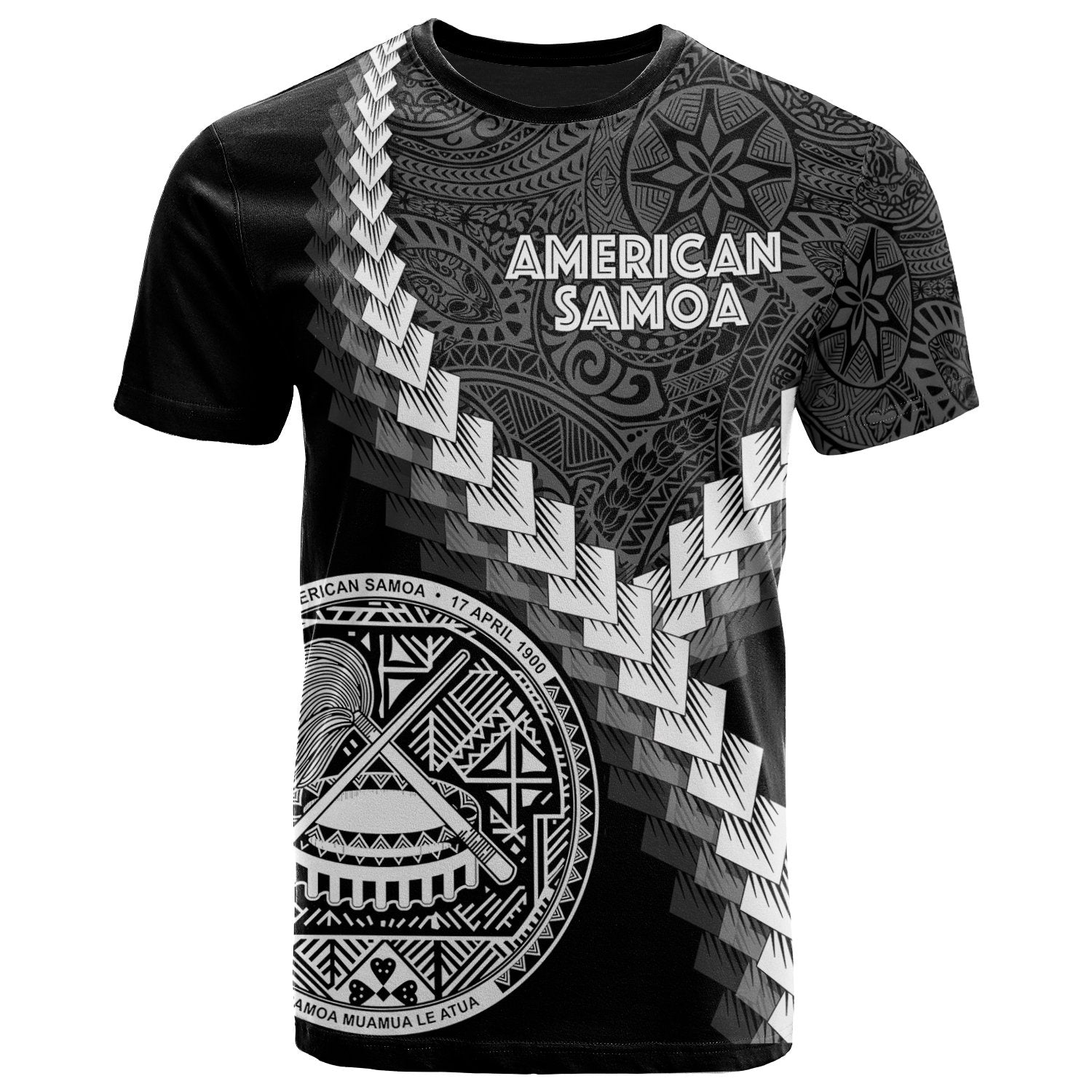 American Samoa T Shirt American Samoan Coat of Arms With Polynesian Tattoo White Unisex Art - Polynesian Pride