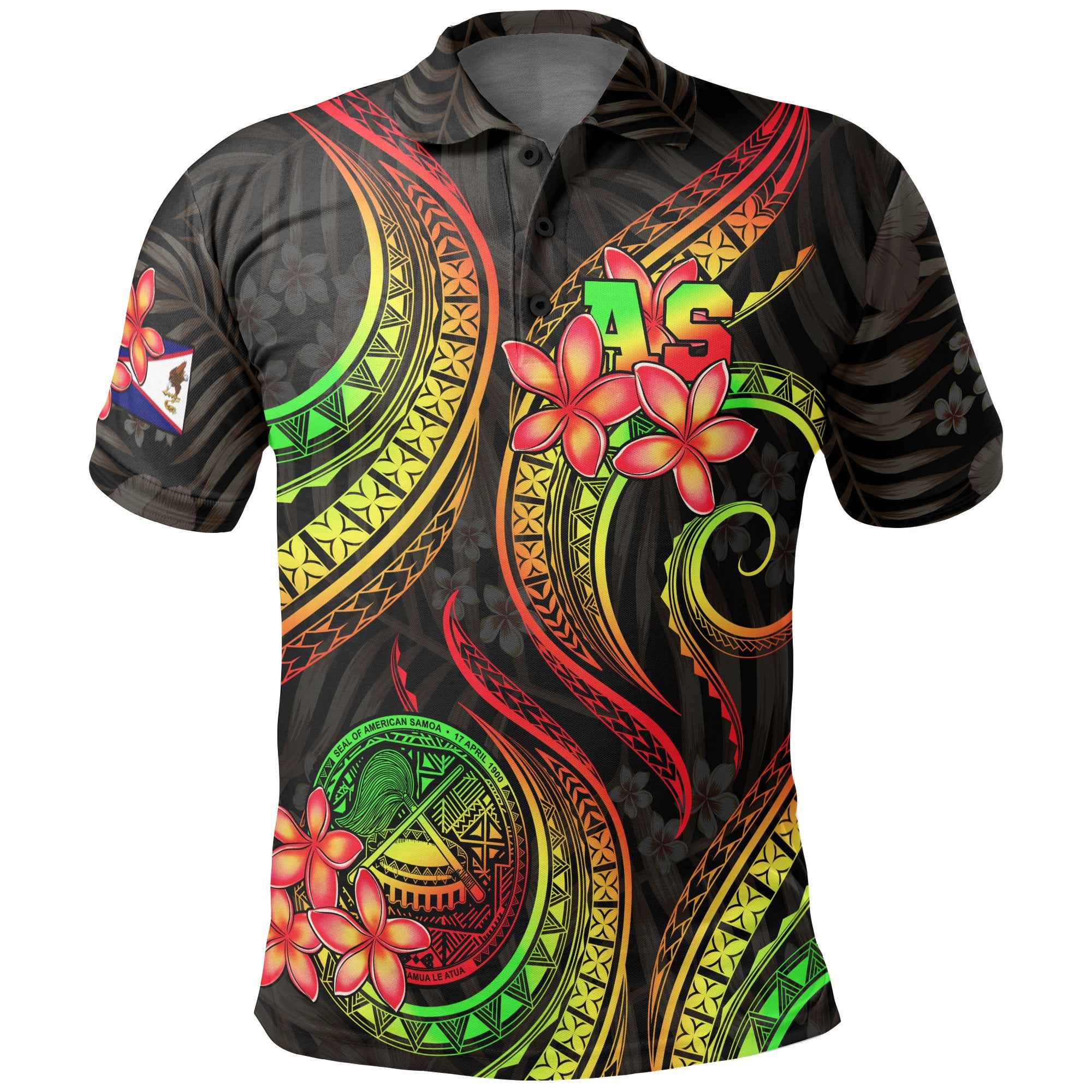 American Samoa Polynesian Polo Shirt Reggae Plumeria Unisex REGGAE - Polynesian Pride