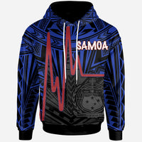 Samoa Hoodie Samoa Seal With Heartbeat Polynesian Pattern (Blue) Unisex Red - Polynesian Pride
