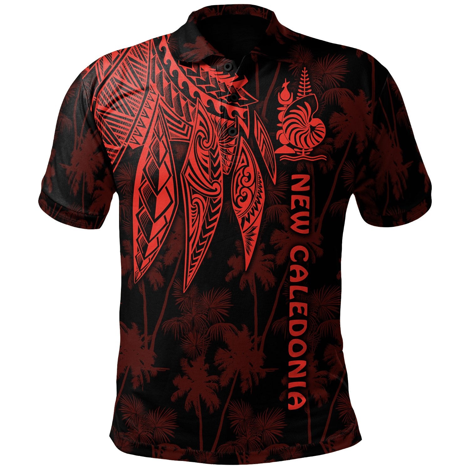 Wallis and Futuna Polo Polynesian Wings Red Unisex Red - Polynesian Pride