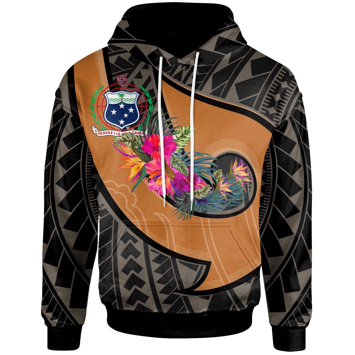 Samoa Hoodie Polynesian Hook and Hibiscus (Nude) Unisex Nude - Polynesian Pride