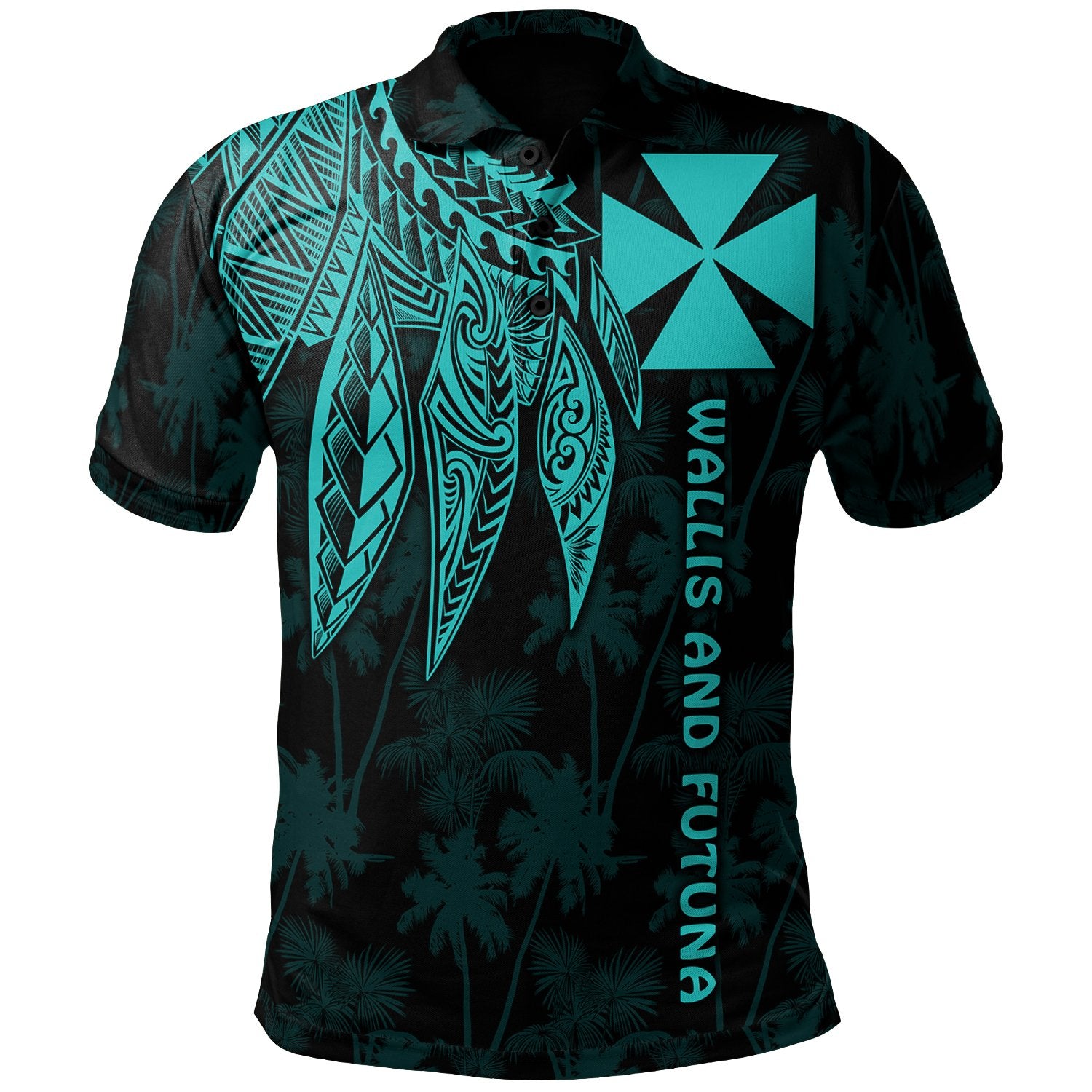 Wallis and Futuna Polo Polynesian Wings Turquoise Unisex Turquoise - Polynesian Pride