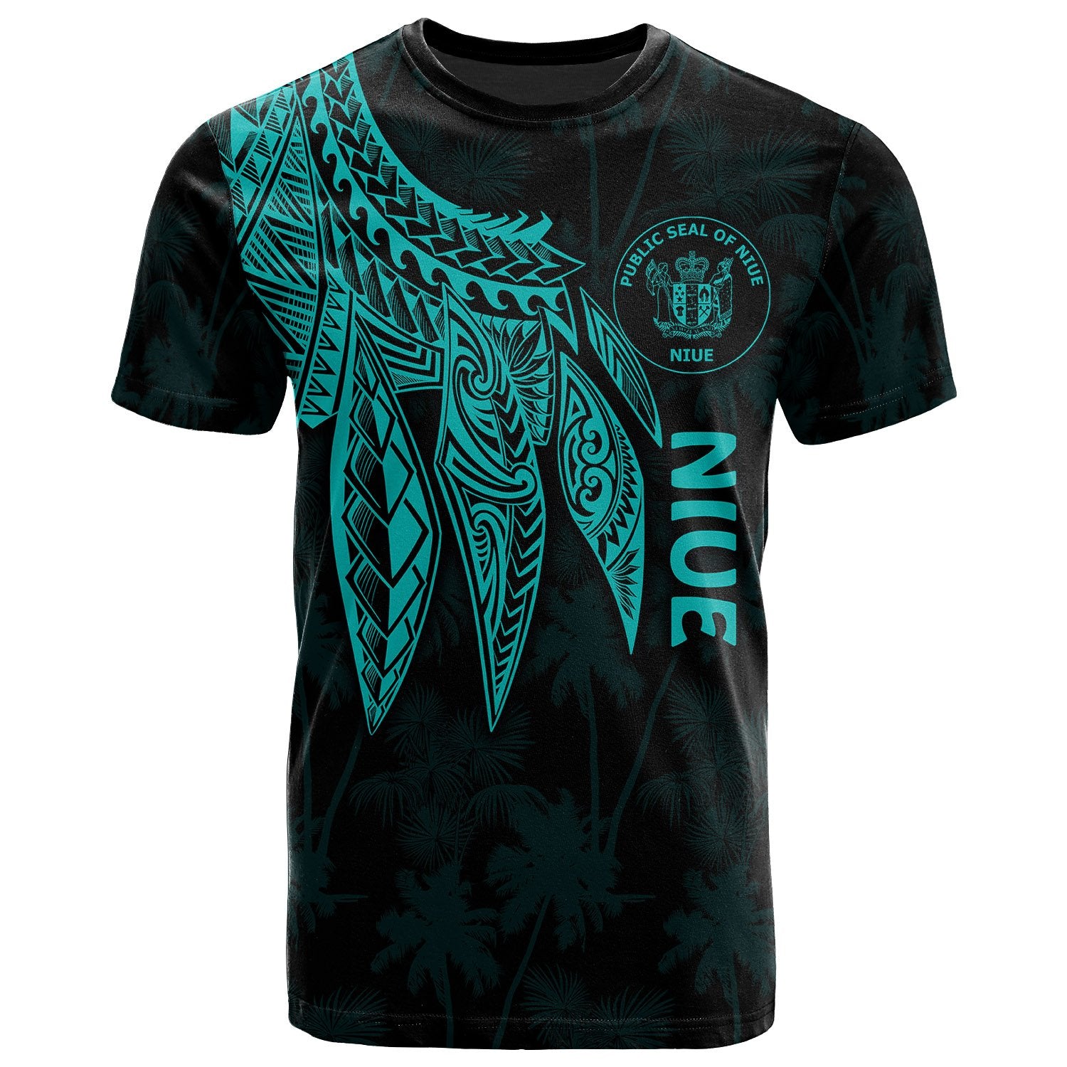 Niue T Shirt Polynesian Wings (Turquoise) Unisex Turquoise - Polynesian Pride