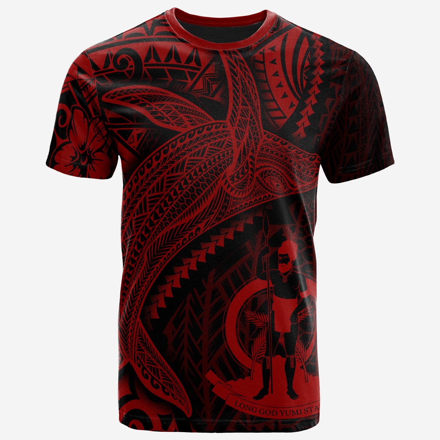 Vanuatu T Shirt Humpback Whale & Coat of Arms Red Unisex Red - Polynesian Pride