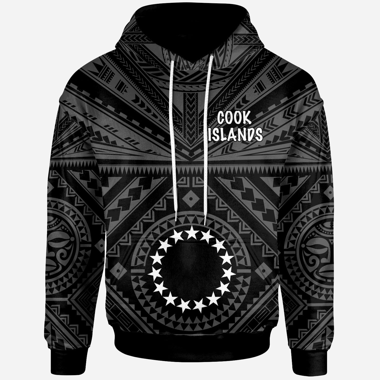 Cook Island Hoodie Seal With Polynesian Tattoo Style (Black) Unisex Black - Polynesian Pride