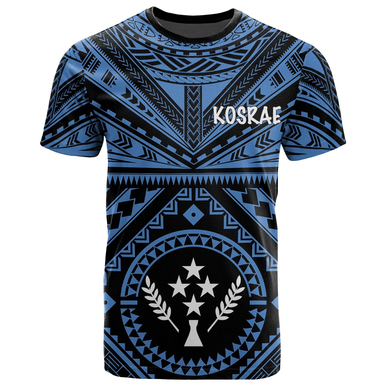 Kosrae T Shirt Kosrae Flag In Polynesian Tattoo Style (Blue) Unisex Blue - Polynesian Pride