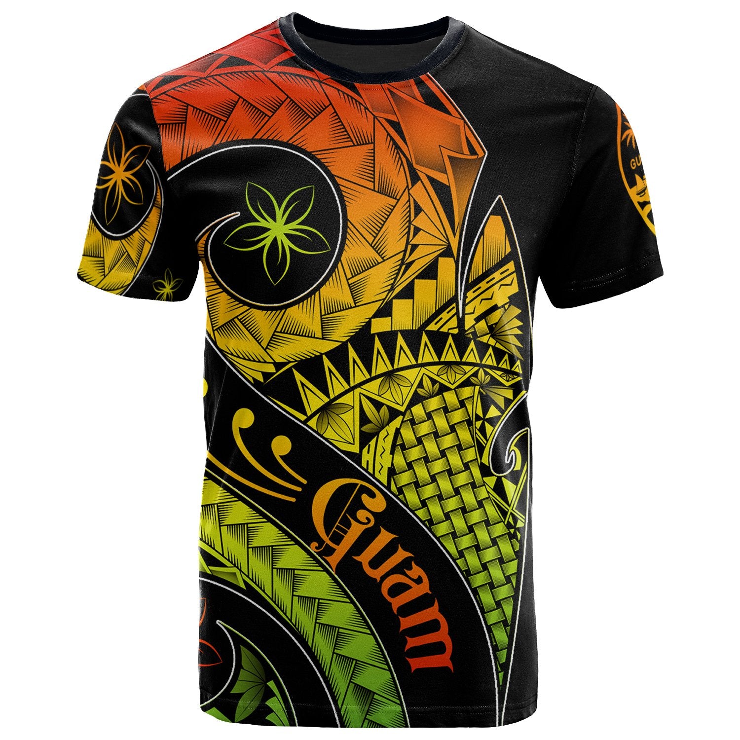 Guam T Shirt Guam Polynesian Decorative Patterns Unisex Black - Polynesian Pride