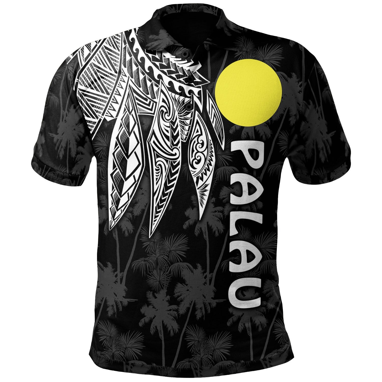 Palau Polynesian Polo Polynesian Wings (White) Unisex White - Polynesian Pride