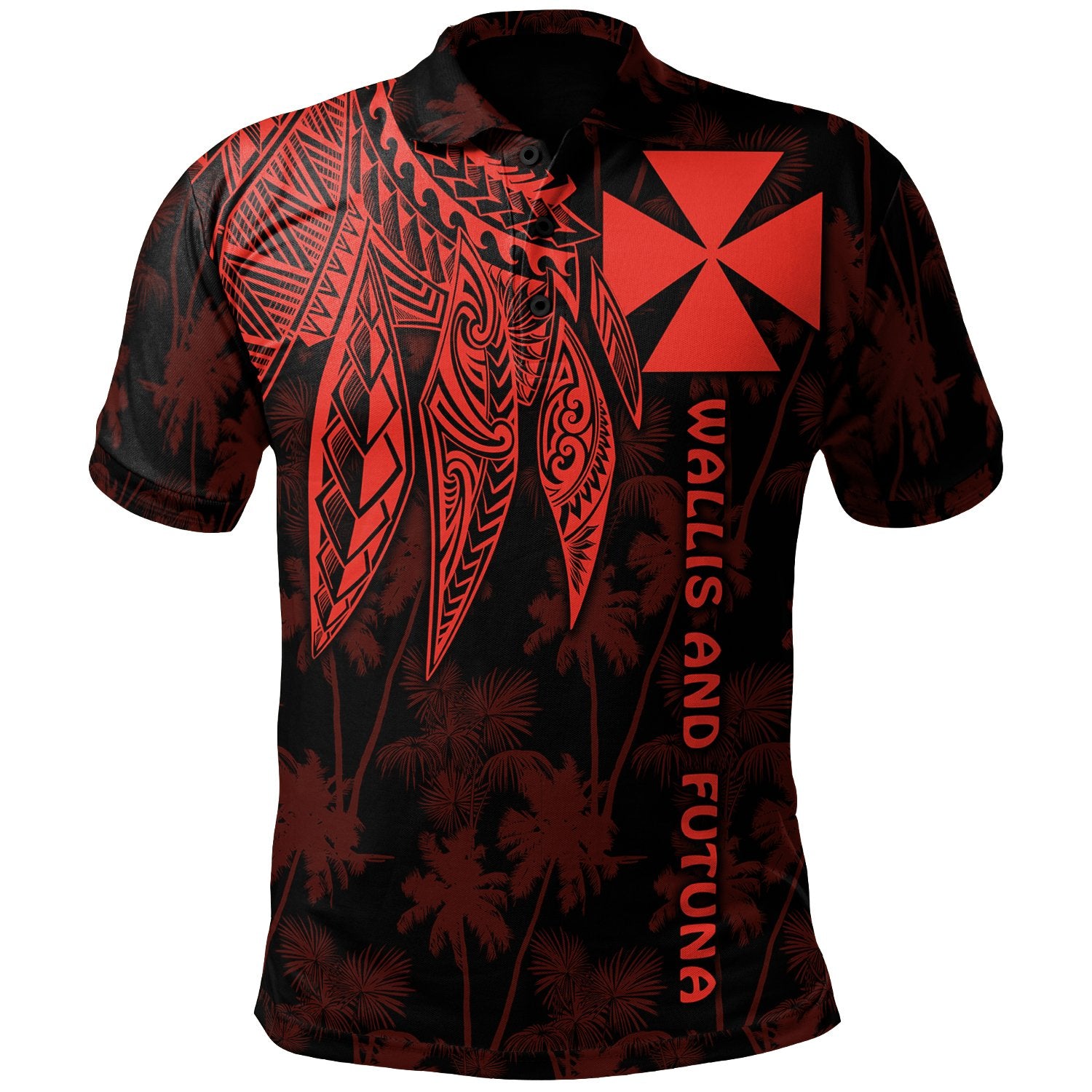 Wallis and Futuna Polo Polynesian Wings Red Unisex Red - Polynesian Pride