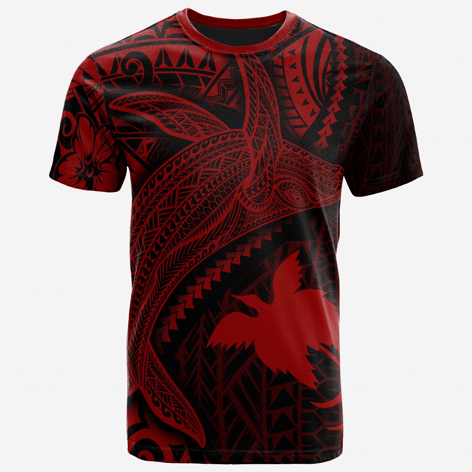 Papua New Guinea T Shirt Humpback Whale & Coat of Arms Red Unisex Red - Polynesian Pride