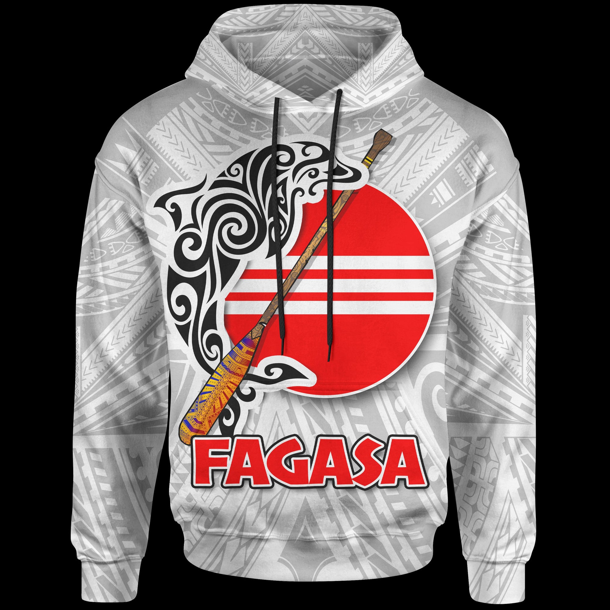 American Samoa Polynesian Hoodie Fagasa Unisex White - Polynesian Pride