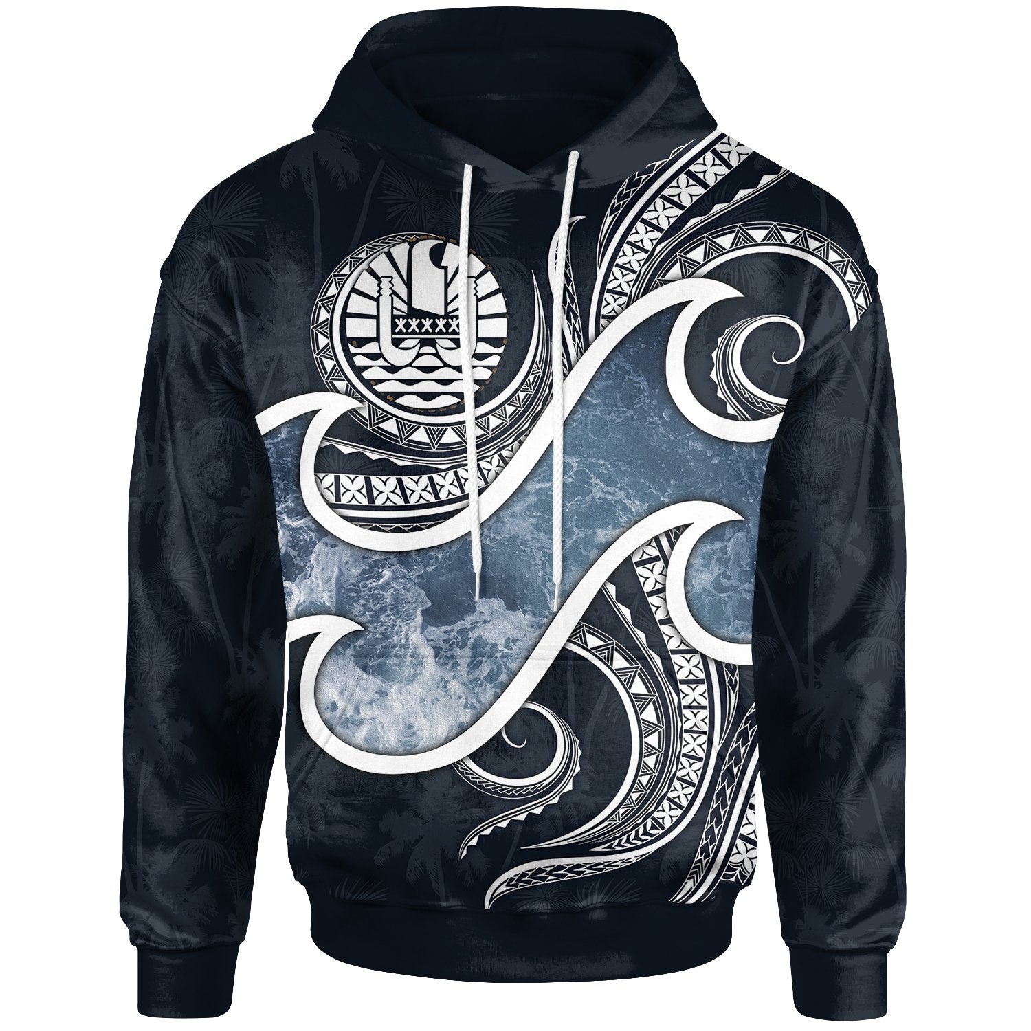 Tahiti Polynesian Hoodie Ocean Style Unisex Blue - Polynesian Pride