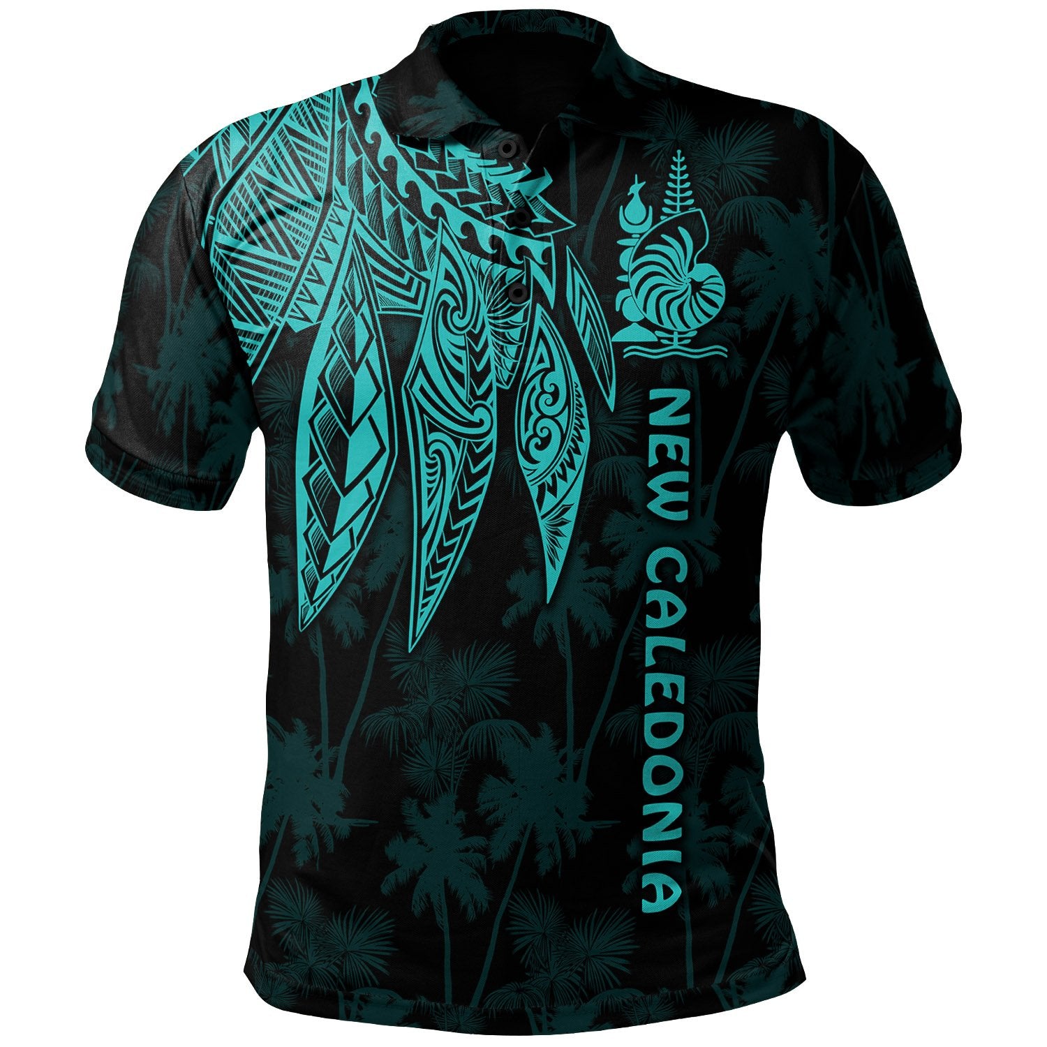 Wallis and Futuna Polo Polynesian Wings Turquoise Unisex Turquoise - Polynesian Pride