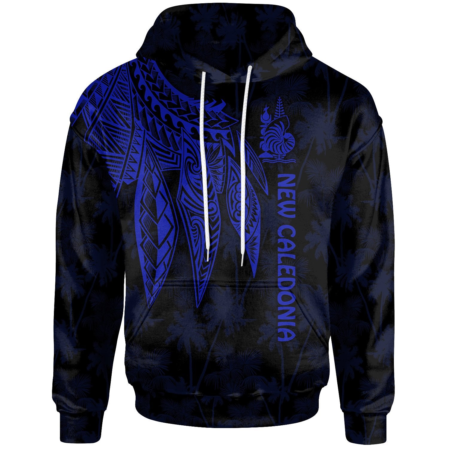 Wallis and Futuna Hoodie Polynesian Wings Blue Unisex Blue - Polynesian Pride