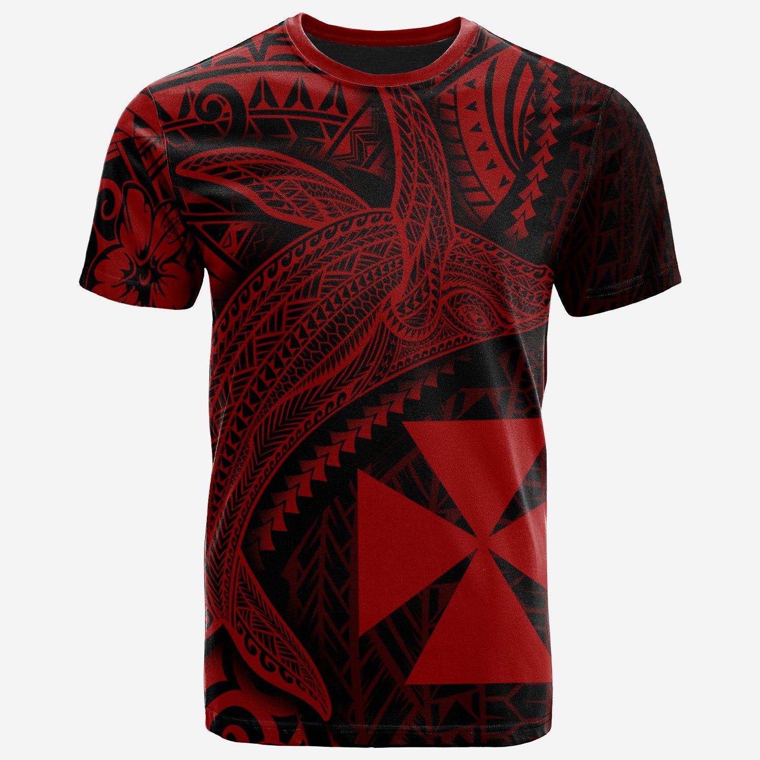 Wallis and Futuna T Shirt Humpback Whale & Coat of Arms Red Unisex Red - Polynesian Pride