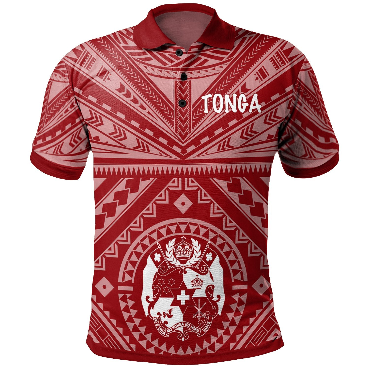 Tonga Polo Shirt Tongan Seal With Polynesian Tattoo Style (Red) Unisex Red - Polynesian Pride