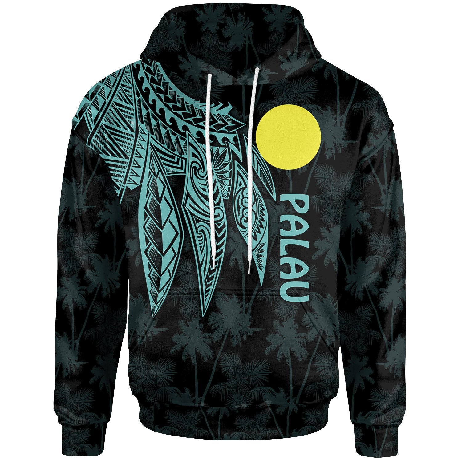 Palau Hoodie Polynesian Wings (Turquoise) Unisex Turquoise - Polynesian Pride