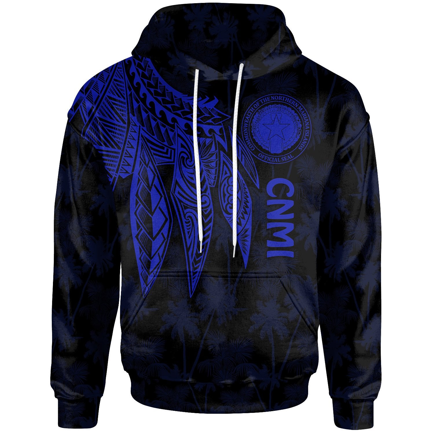 Northern Mariana Islands Hoodie Polynesian Wings Blue Unisex Blue - Polynesian Pride