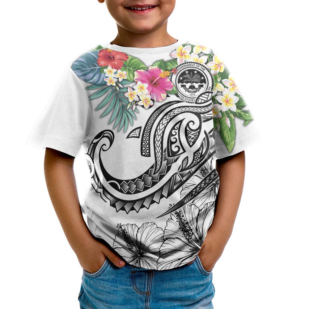 FSM Polynesian T Shirt Summer Plumeria (White) - Polynesian Pride