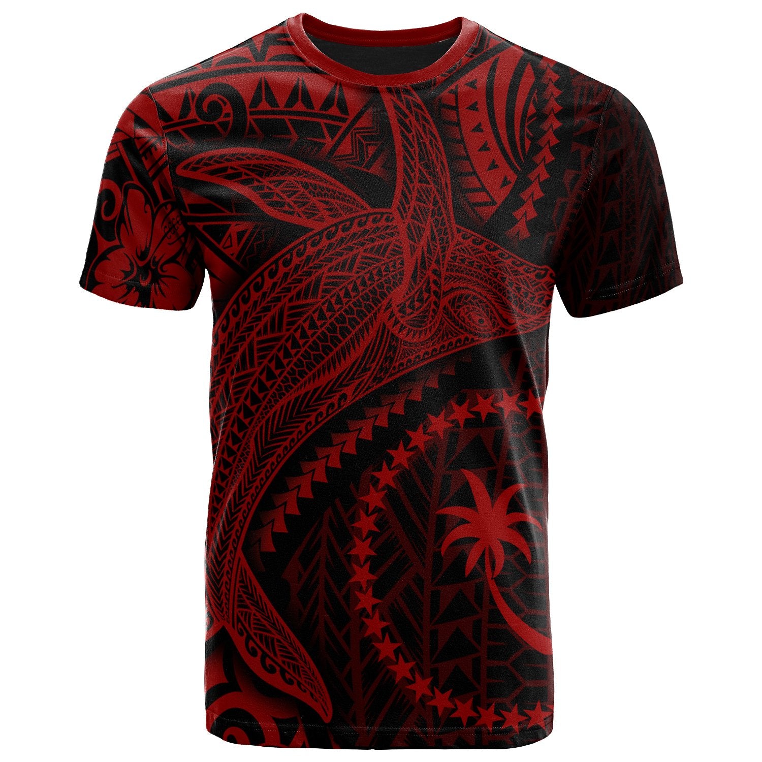 Chuuk T Shirt Humpback Whale & Coat of Arms Red Unisex Red - Polynesian Pride