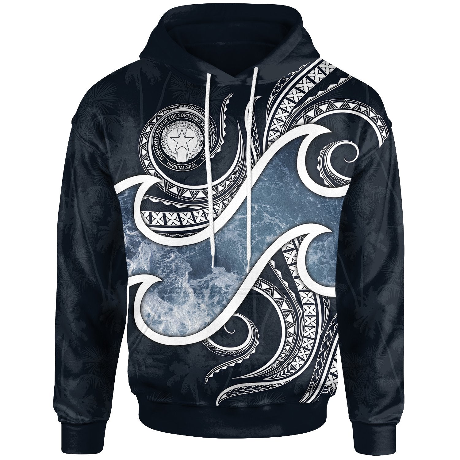 Northern Mariana Islands Polynesian Hoodie Ocean Style Unisex Blue - Polynesian Pride