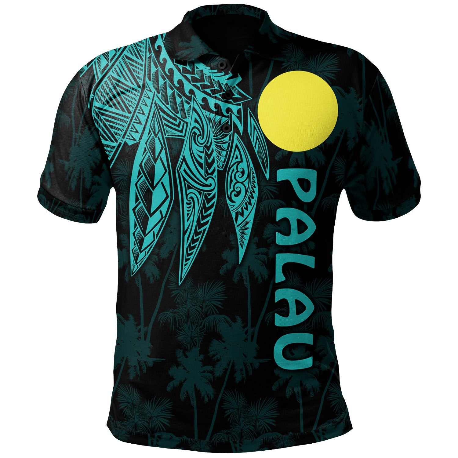 Palau Polynesian Polo Polynesian Wings (Turquoise) Unisex Turquoise - Polynesian Pride