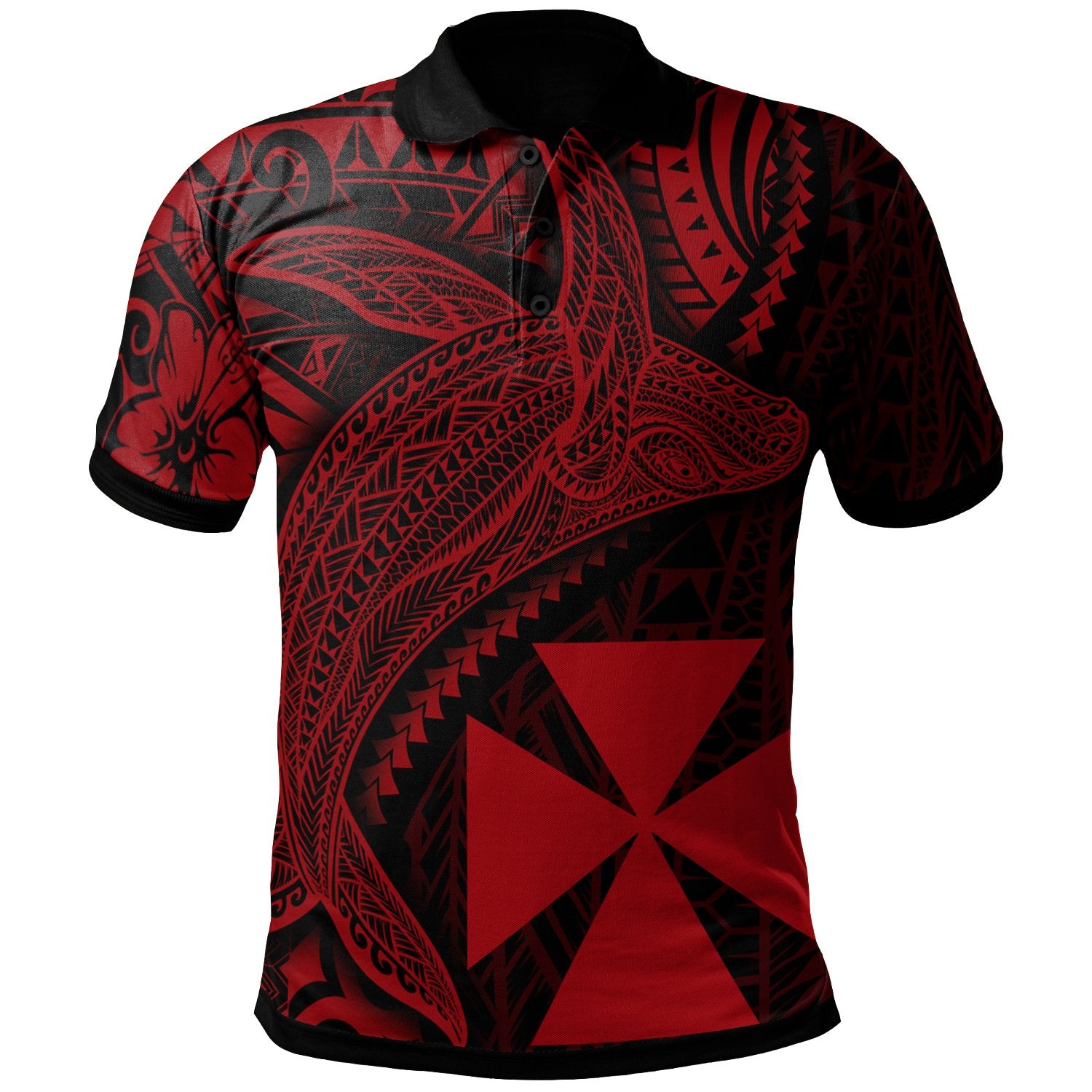 Wallis and Futuna Polo Shirt Humpback Whale and Coat of Arms Red Unisex Red - Polynesian Pride