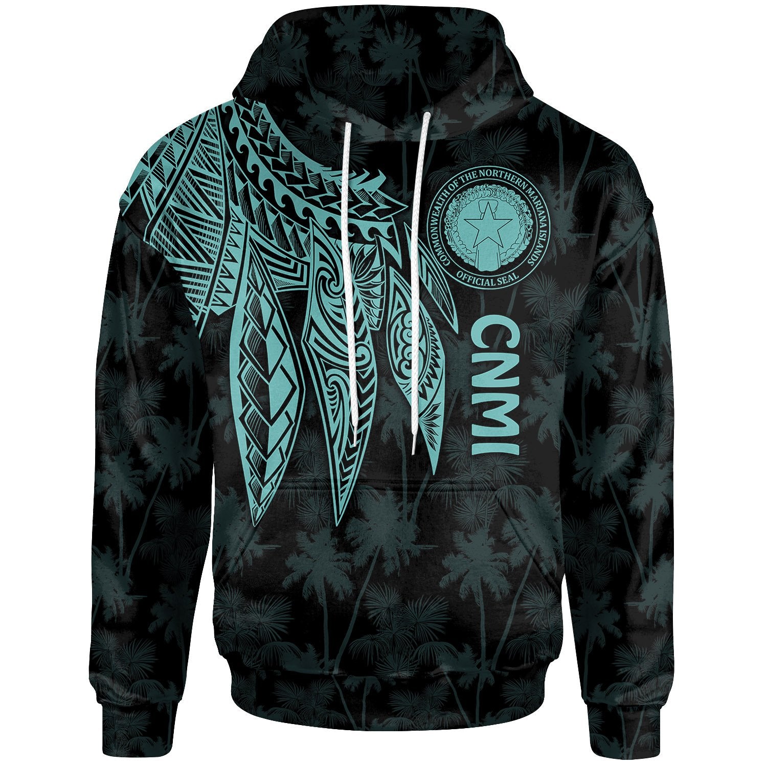 Northern Mariana Islands Hoodie Polynesian Wings Turquoise Unisex Turquoise - Polynesian Pride