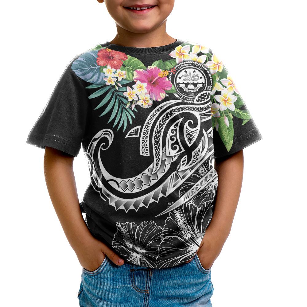 FSM Polynesian T Shirt Summer Plumeria (Black) - Polynesian Pride