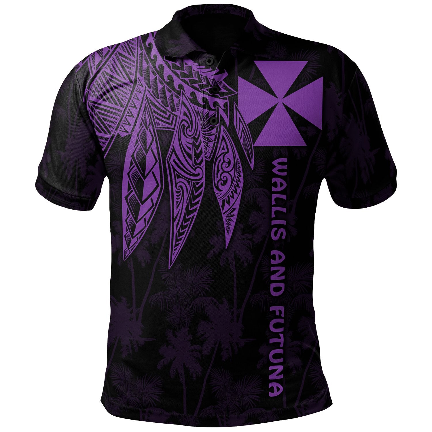 Wallis and Futuna Polo Polynesian Wings Purple Unisex Purple - Polynesian Pride