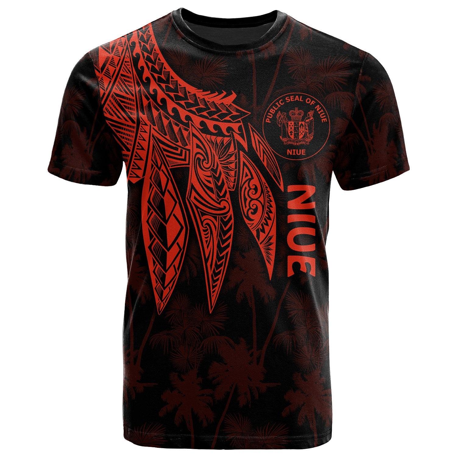 Niue T Shirt Polynesian Wings (Red) Unisex Red - Polynesian Pride