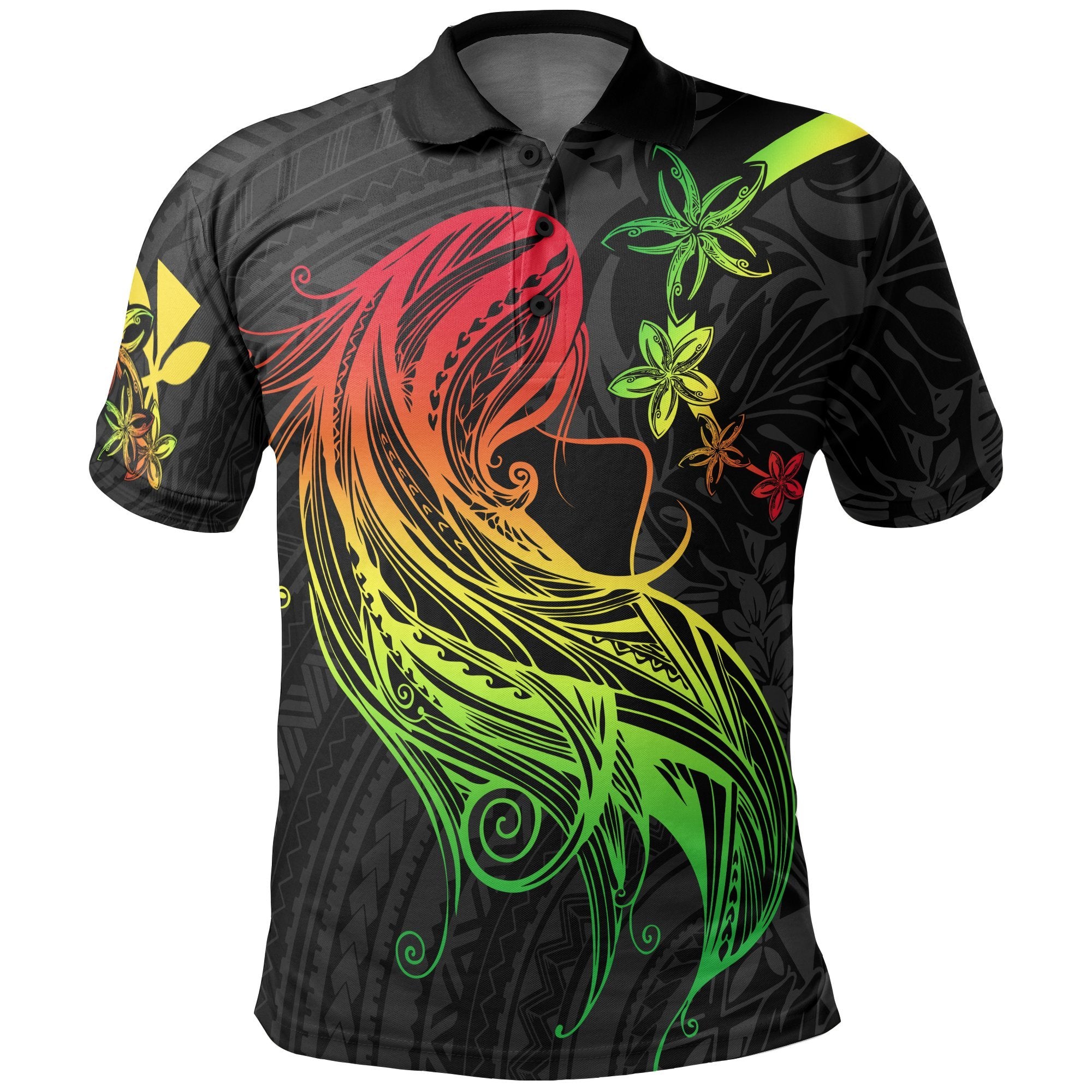 Polynesian Hawaii Polo Shirt Kanaka Maoli Girl Hair Plumeria Unisex Reggae - Polynesian Pride