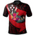 Kosrae Polo Shirt Polynesian Hook and Hibiscus (Red) Unisex Red - Polynesian Pride