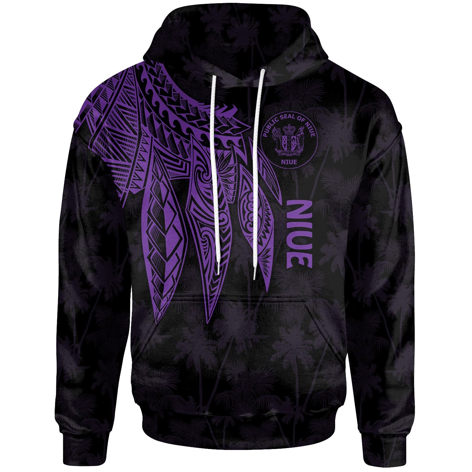 Niue Hoodie Polynesian Wings (Purple) Unisex Purple - Polynesian Pride