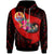 Tahiti Hoodie Polynesian Hook and Hibiscus (Red) Unisex Red - Polynesian Pride