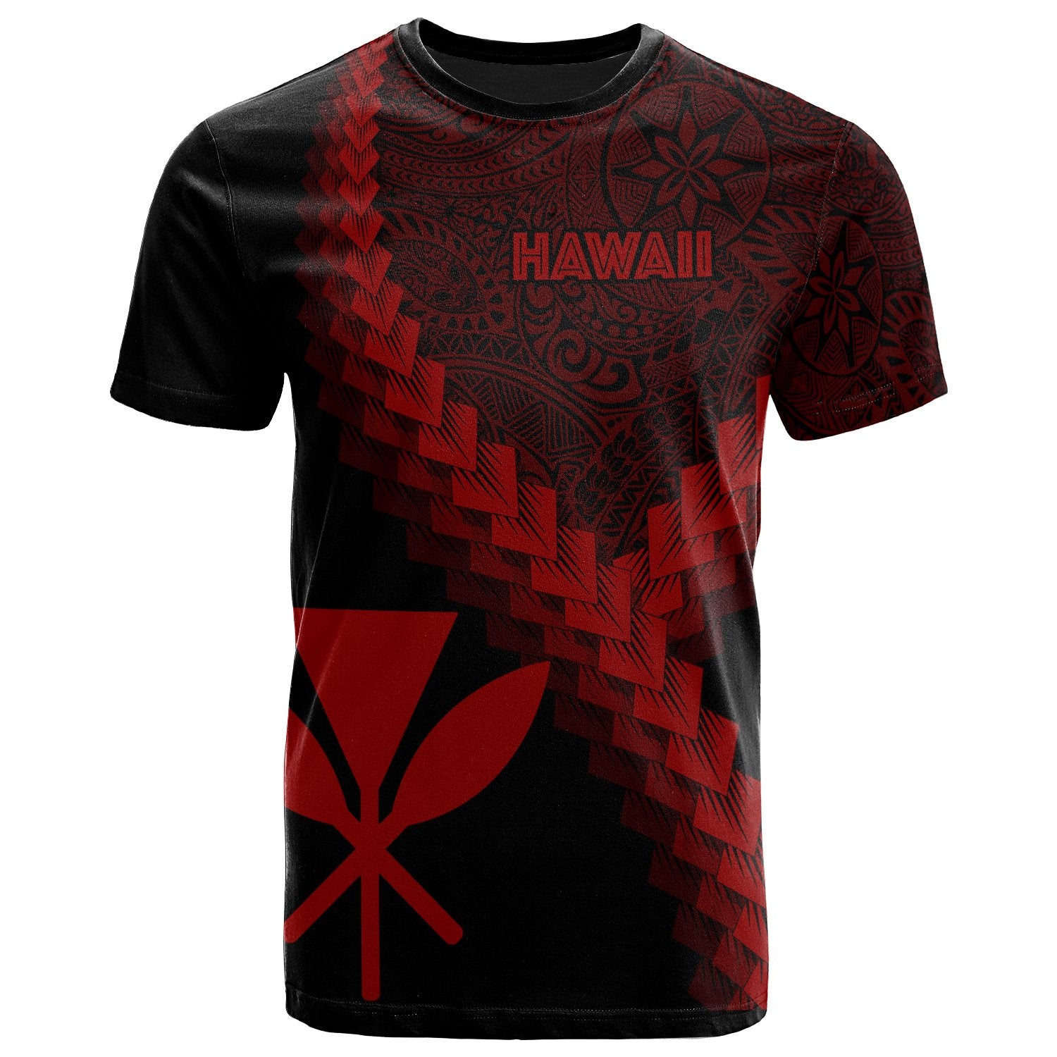 Hawaii Kanaka Maoli T Shirt Hawaii Kanaka Maoli Coat of Arms With Polynesian Tattoo Red Unisex Red - Polynesian Pride