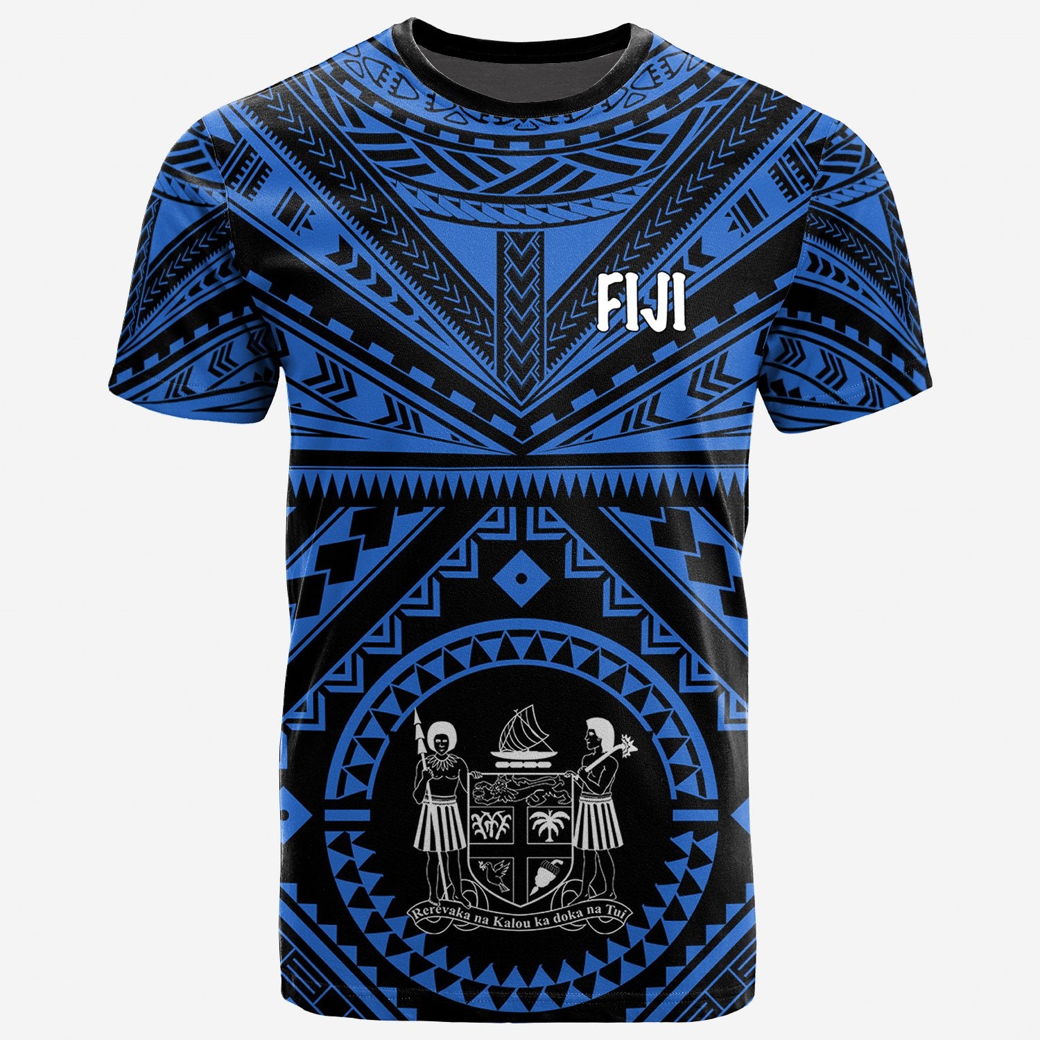 Fiji T Shirt Fijian Seal With Polynesian Tattoo Style (Blue) Unisex Blue - Polynesian Pride