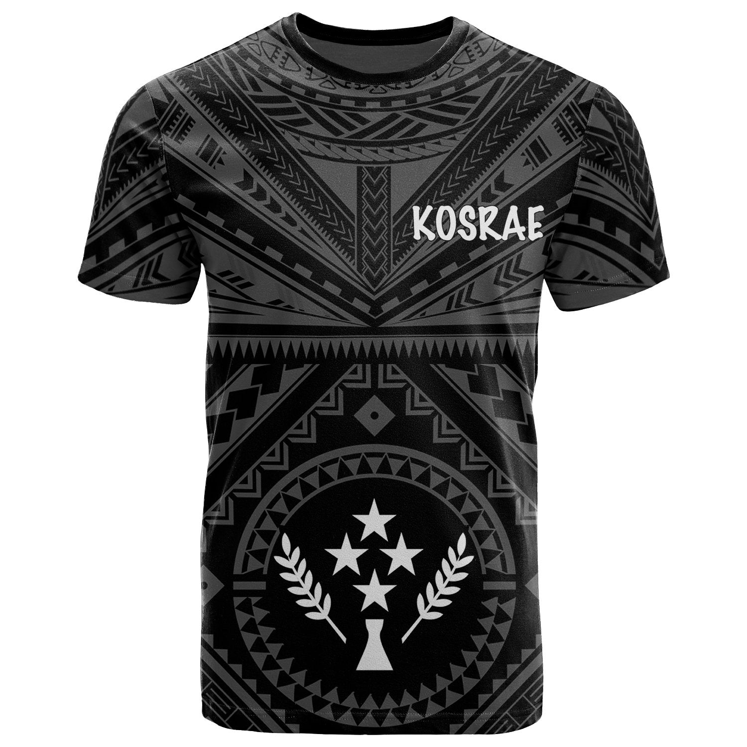 Kosrae T Shirt Kosrae Flag In Polynesian Tattoo Style (Black) Unisex Black - Polynesian Pride