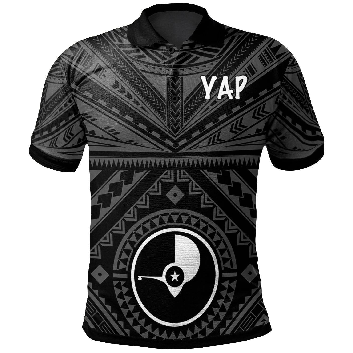 Yap Polo Shirt Yap Seal With Polynesian Tattoo Style Unisex Black - Polynesian Pride