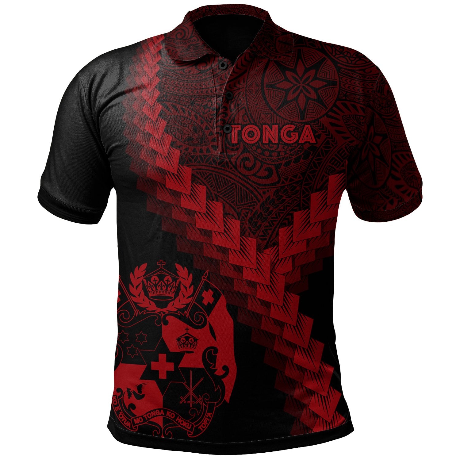 Tonga Polo Shirt Tongan Coat Of Arms With Polynesian Tattoo Red Unisex Red - Polynesian Pride