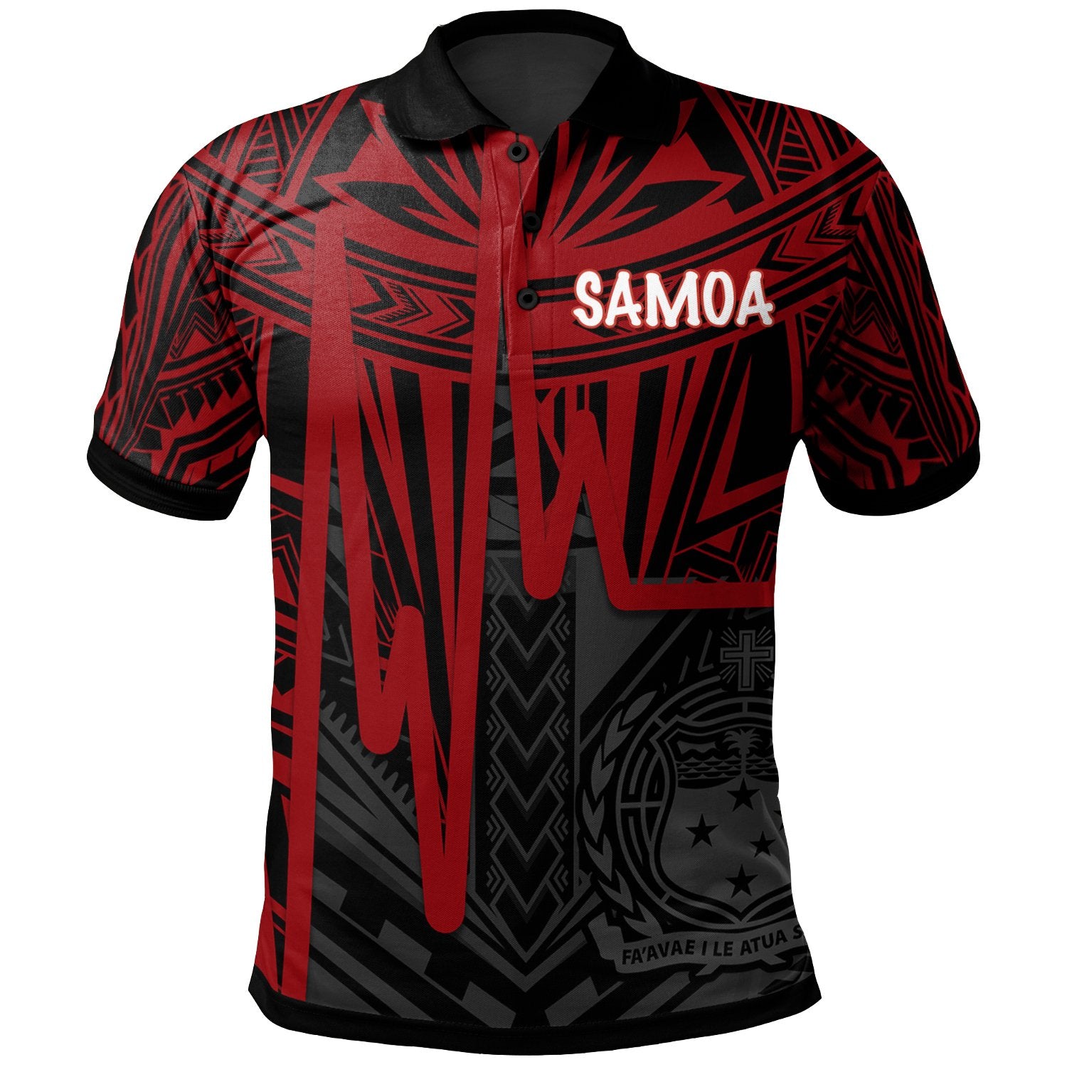 Samoa Polo Shirt Samoan Seal With Polynesian Pattern In Heartbeat Style (Red) Unisex Red - Polynesian Pride